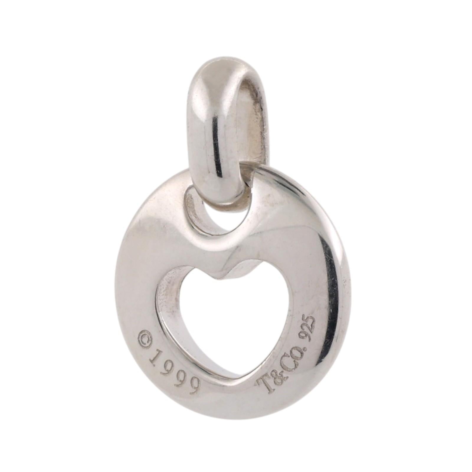 Tiffany & Co. 1999 Sterling Silver 925 Stencil Cut Out Heart Pendant Charm