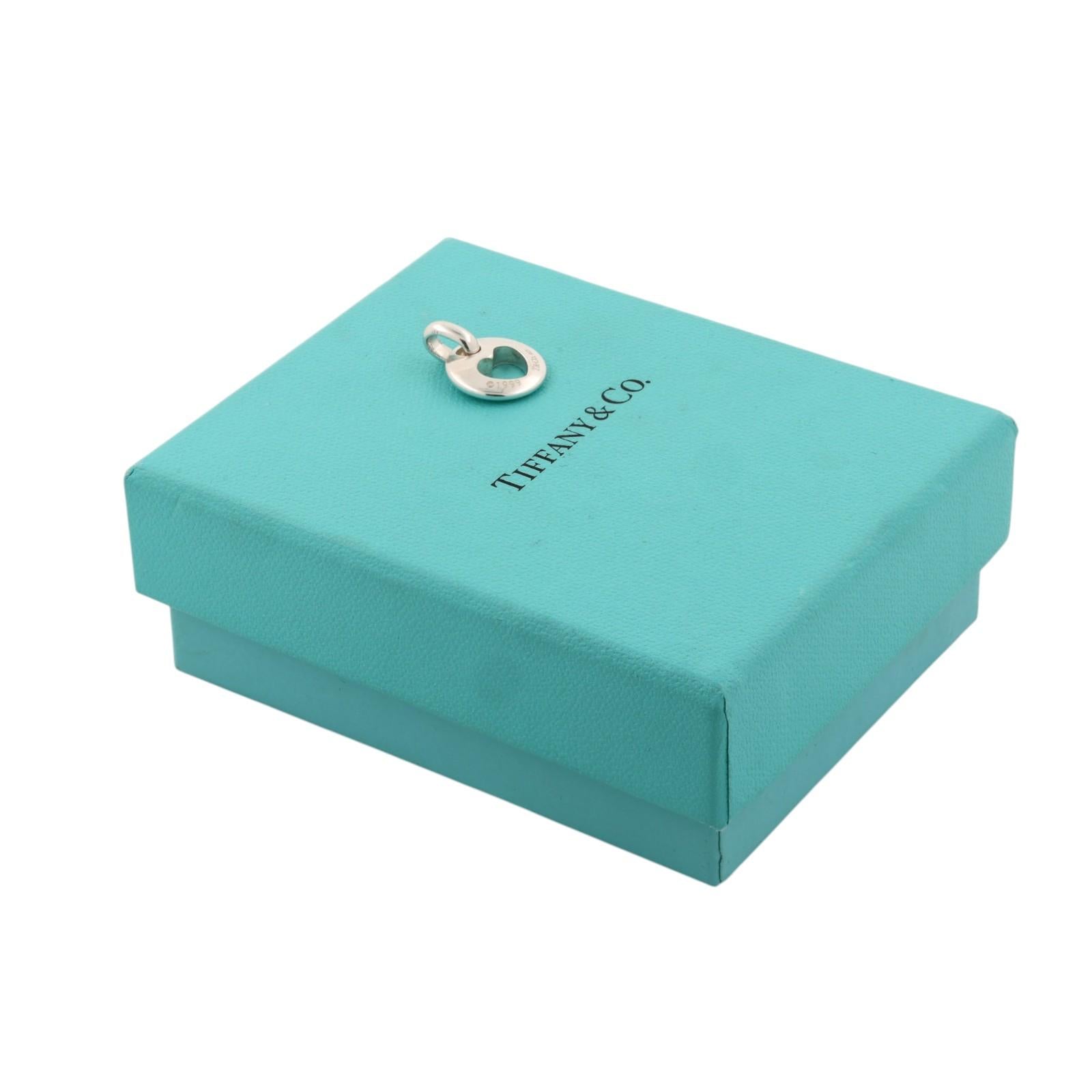 Tiffany & Co. 1999 Sterling Silver 925 Stencil Cut Out Heart Pendant Charm