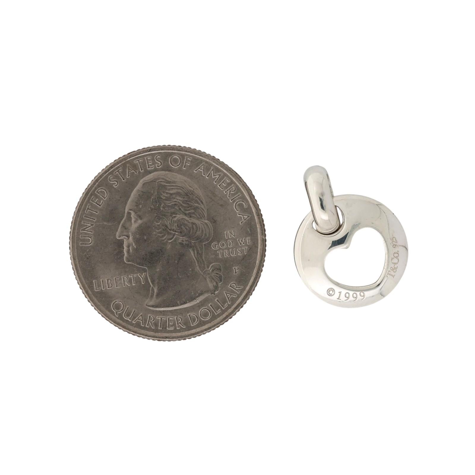 Tiffany & Co. 1999 Sterling Silver 925 Stencil Cut Out Heart Pendant Charm