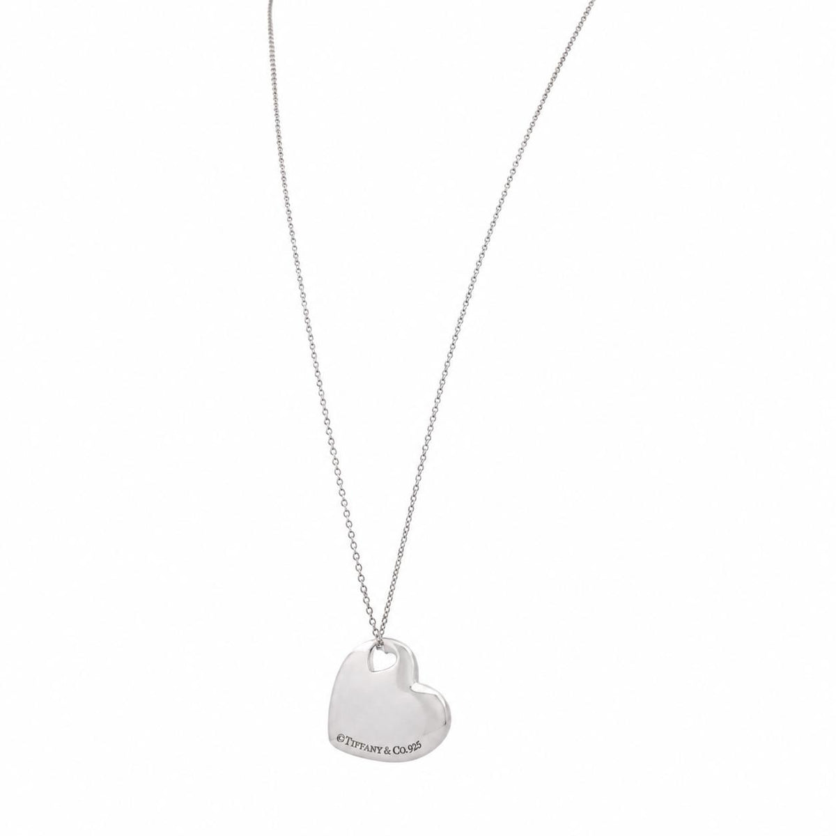 Tiffany & Co. Vintage Cutout Puffed Heart Necklace Sterling Silver 925 17"