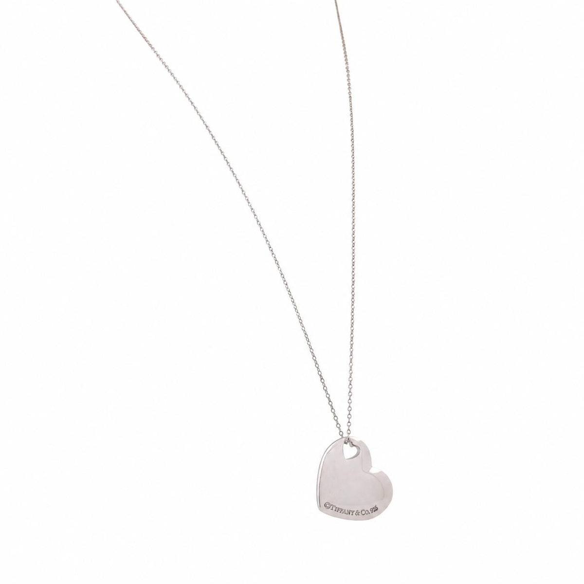 Tiffany & Co. Vintage Cutout Puffed Heart Necklace Sterling Silver 925 17"