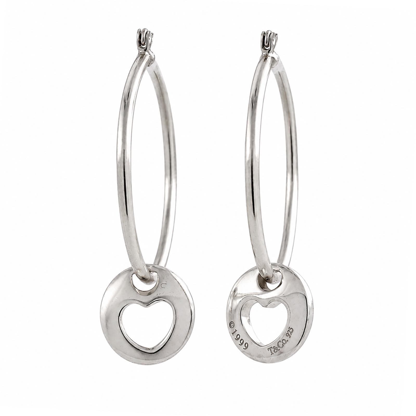 Tiffany & Co. Stencil Heart Dangle Earring Attachments Sterling Silver Ladies