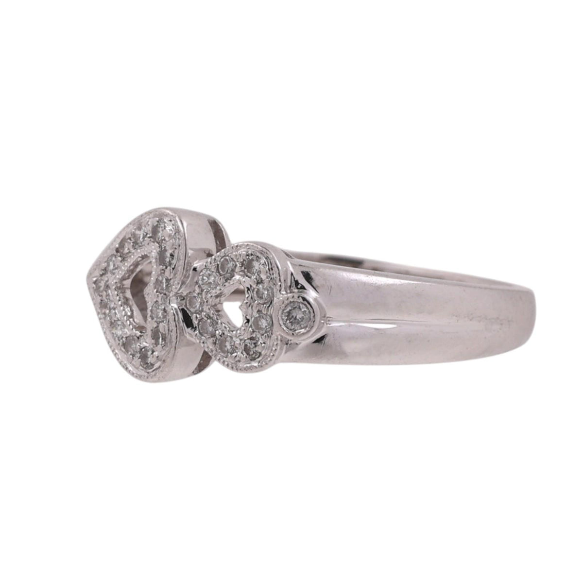 Natural Diamond Double Heart Ring 18K White Gold 0.18 CTW Size 6