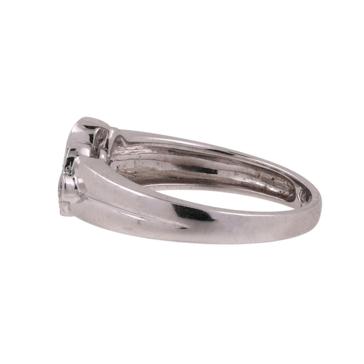 Natural Diamond Double Heart Ring 18K White Gold 0.18 CTW Size 6
