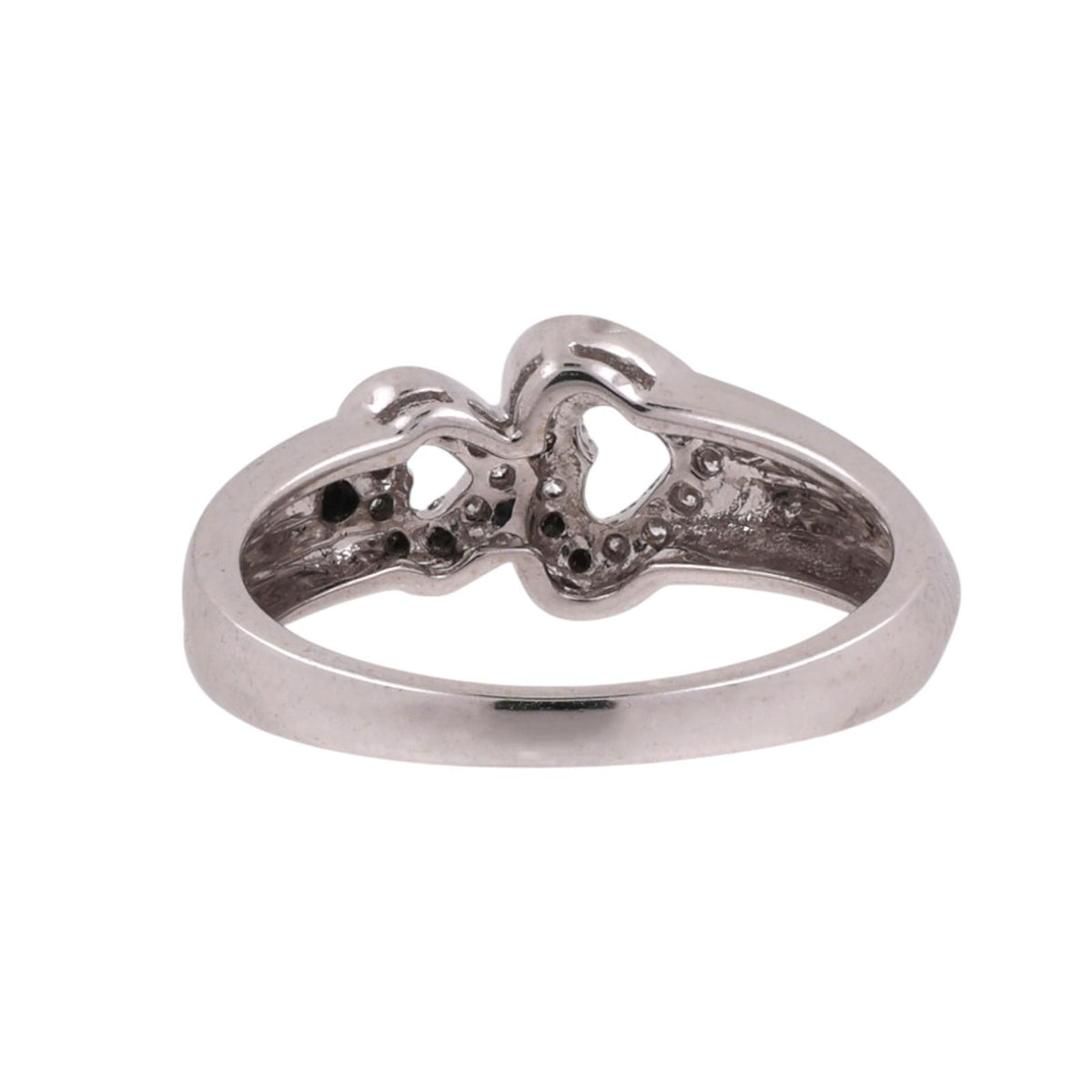 Natural Diamond Double Heart Ring 18K White Gold 0.18 CTW Size 6