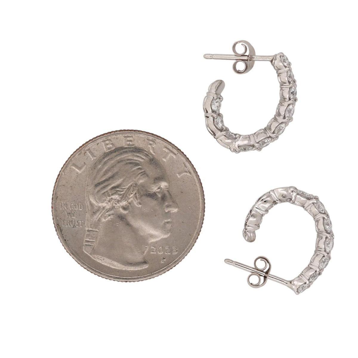Natural Diamond Inside-Out J Hoop Earrings Platinum 1.05 CTW G-H VS-SI 0.55"