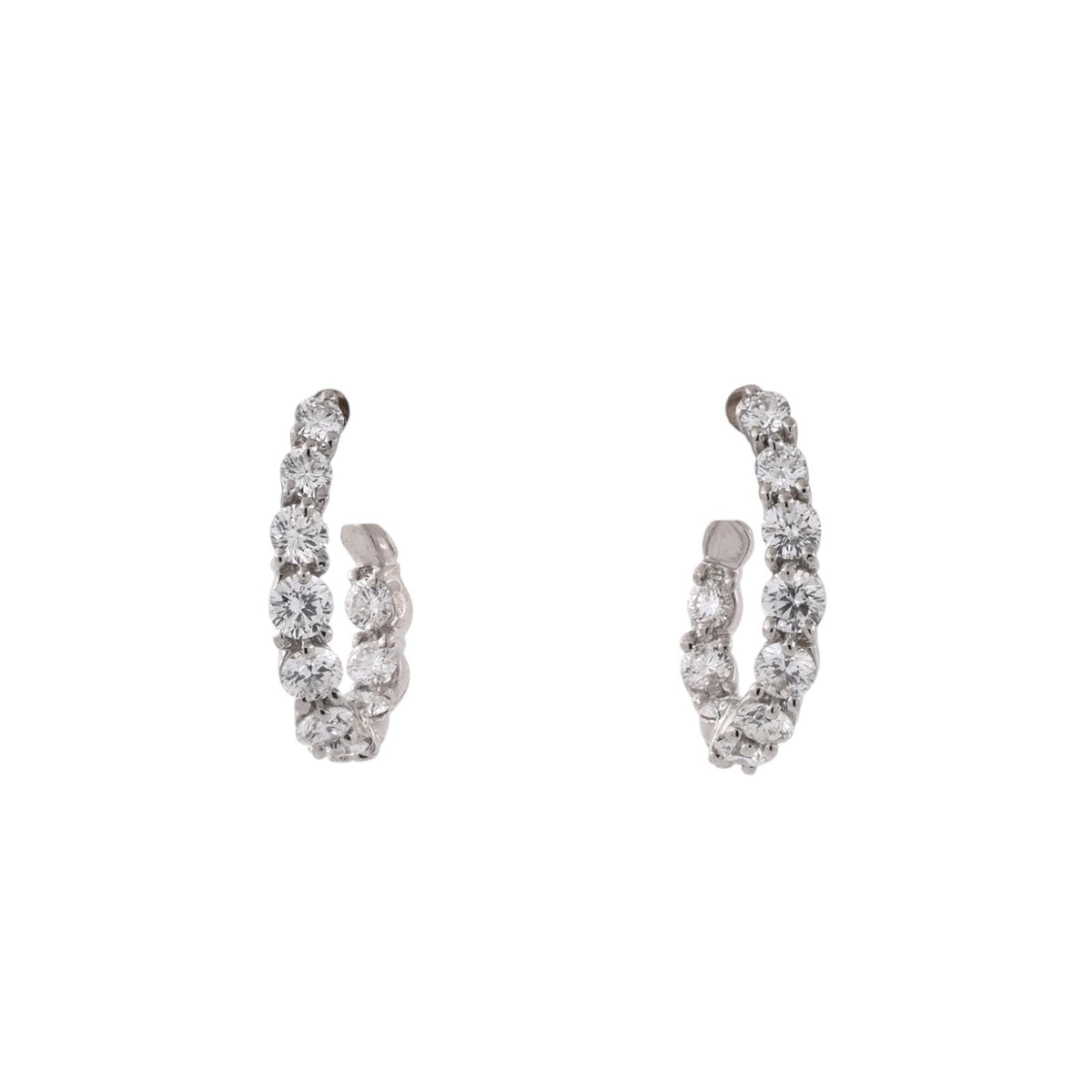 Natural Diamond Inside-Out J Hoop Earrings Platinum 1.05 CTW G-H VS-SI 0.55"