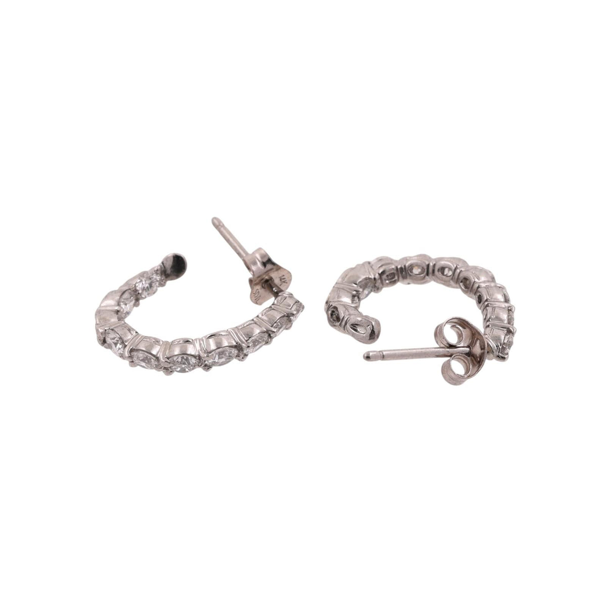 Natural Diamond Inside-Out J Hoop Earrings Platinum 1.05 CTW G-H VS-SI 0.55"
