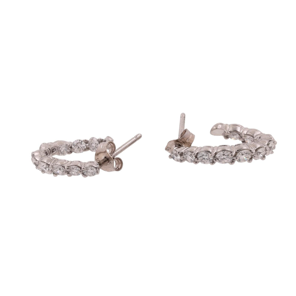 Natural Diamond Inside-Out J Hoop Earrings Platinum 1.05 CTW G-H VS-SI 0.55"