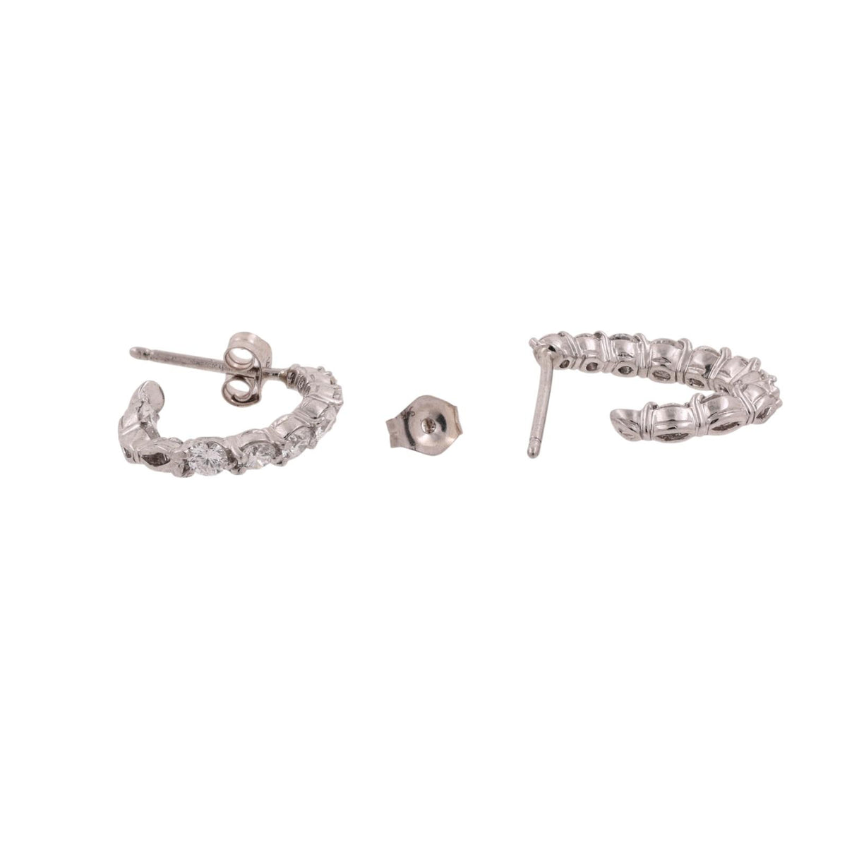 Natural Diamond Inside-Out J Hoop Earrings Platinum 1.05 CTW G-H VS-SI 0.55"