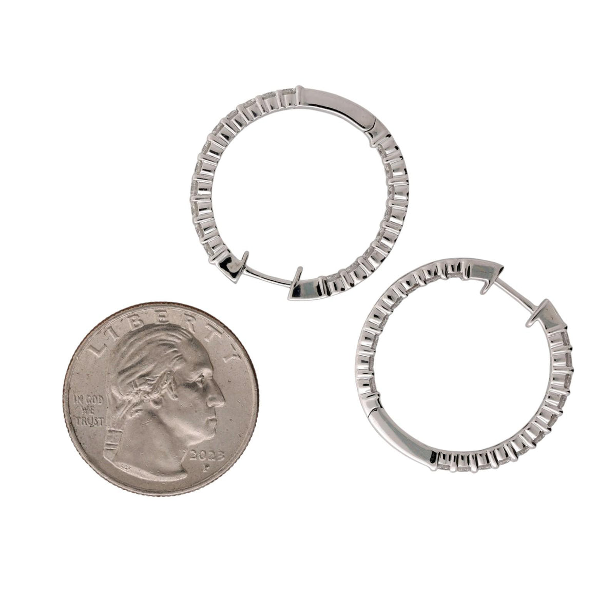 Natural Diamond Inside-Out Hoop Earrings 14K White Gold 2.00 CTW G-H VS-SI