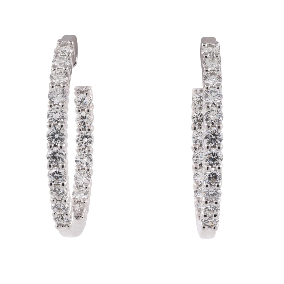 Natural Diamond Inside-Out Hoop Earrings 14K White Gold 2.00 CTW G-H VS-SI