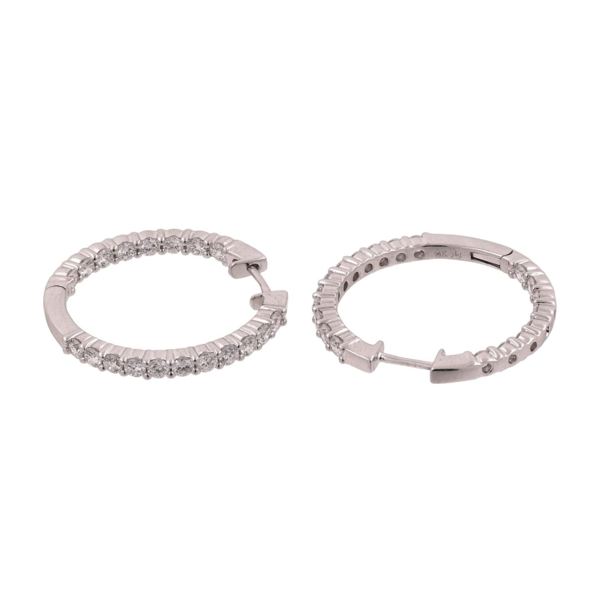 Natural Diamond Inside-Out Hoop Earrings 14K White Gold 2.00 CTW G-H VS-SI