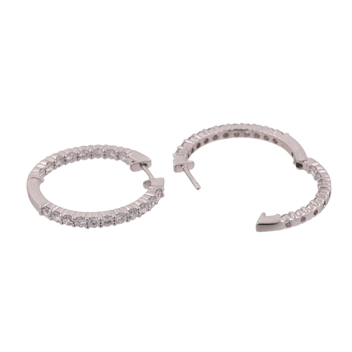 Natural Diamond Inside-Out Hoop Earrings 14K White Gold 2.00 CTW G-H VS-SI
