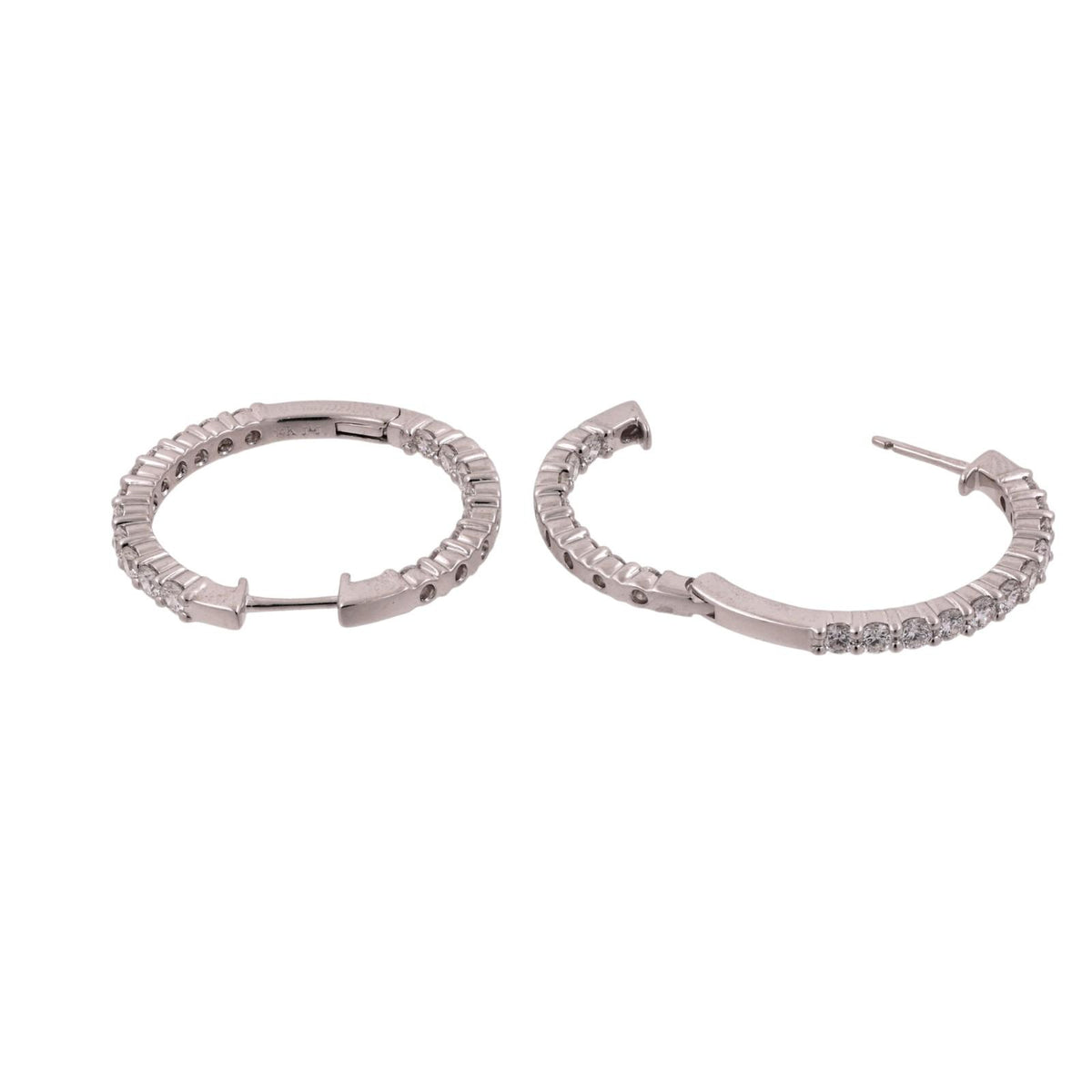 Natural Diamond Inside-Out Hoop Earrings 14K White Gold 2.00 CTW G-H VS-SI