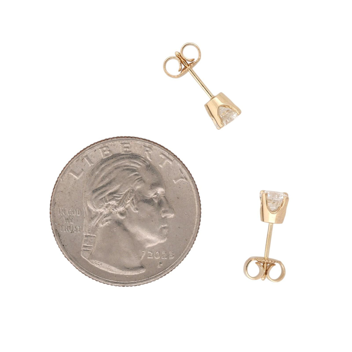 Round Diamond Stud Earrings 0.75 TW 14K Yellow Gold 4-Prong Setting