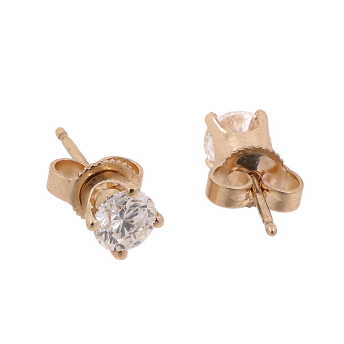 Round Diamond Stud Earrings 0.75 TW 14K Yellow Gold 4-Prong Setting