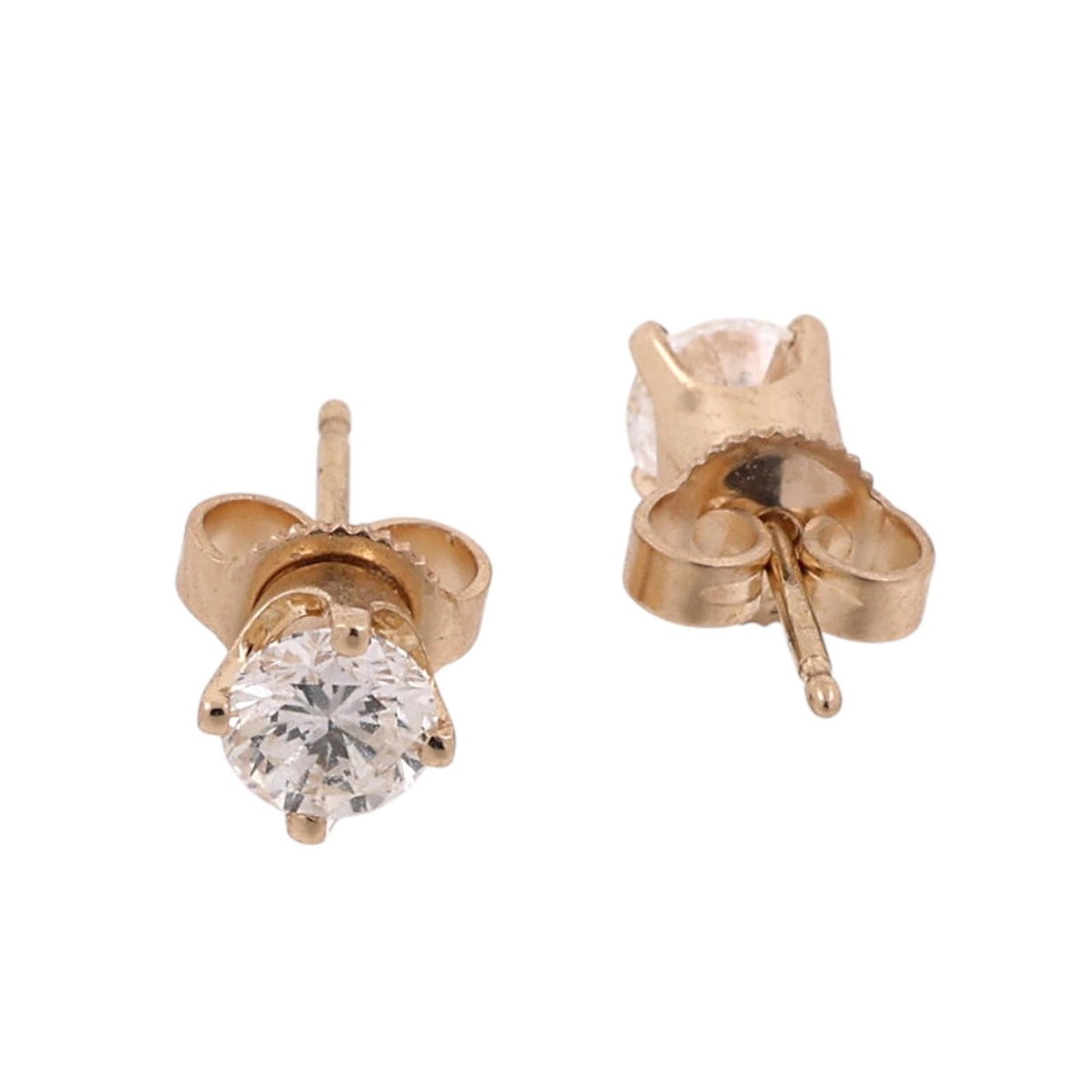 Round Diamond Stud Earrings 0.75 TW 14K Yellow Gold 4-Prong Setting