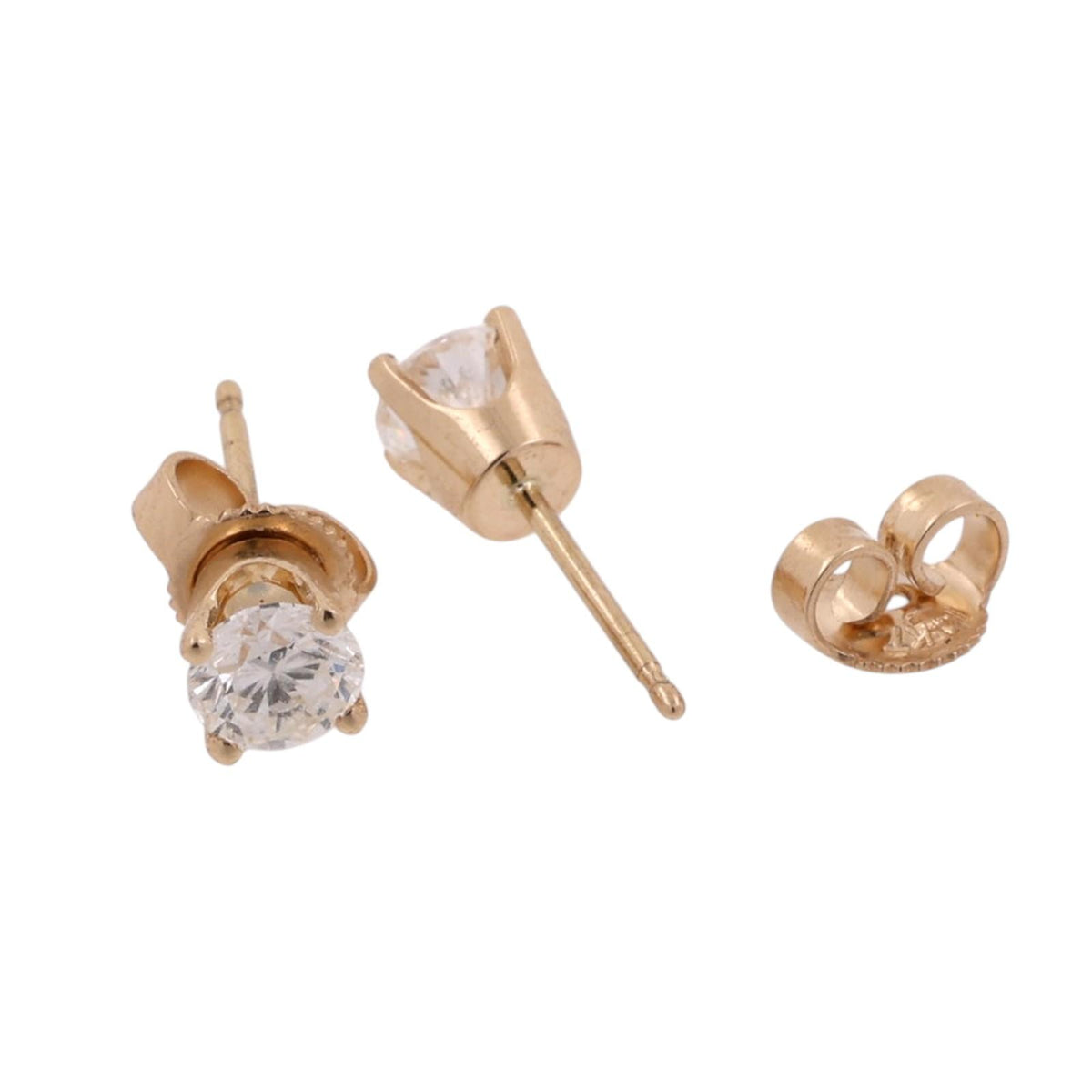 Round Diamond Stud Earrings 0.75 TW 14K Yellow Gold 4-Prong Setting