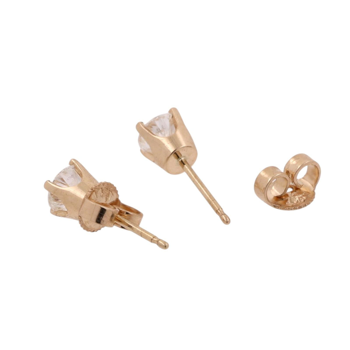 Round Diamond Stud Earrings 0.75 TW 14K Yellow Gold 4-Prong Setting