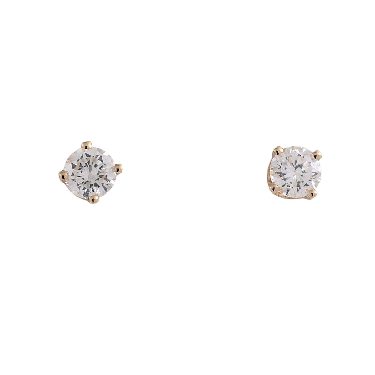 Round Diamond Stud Earrings 0.75 TW 14K Yellow Gold 4-Prong Setting