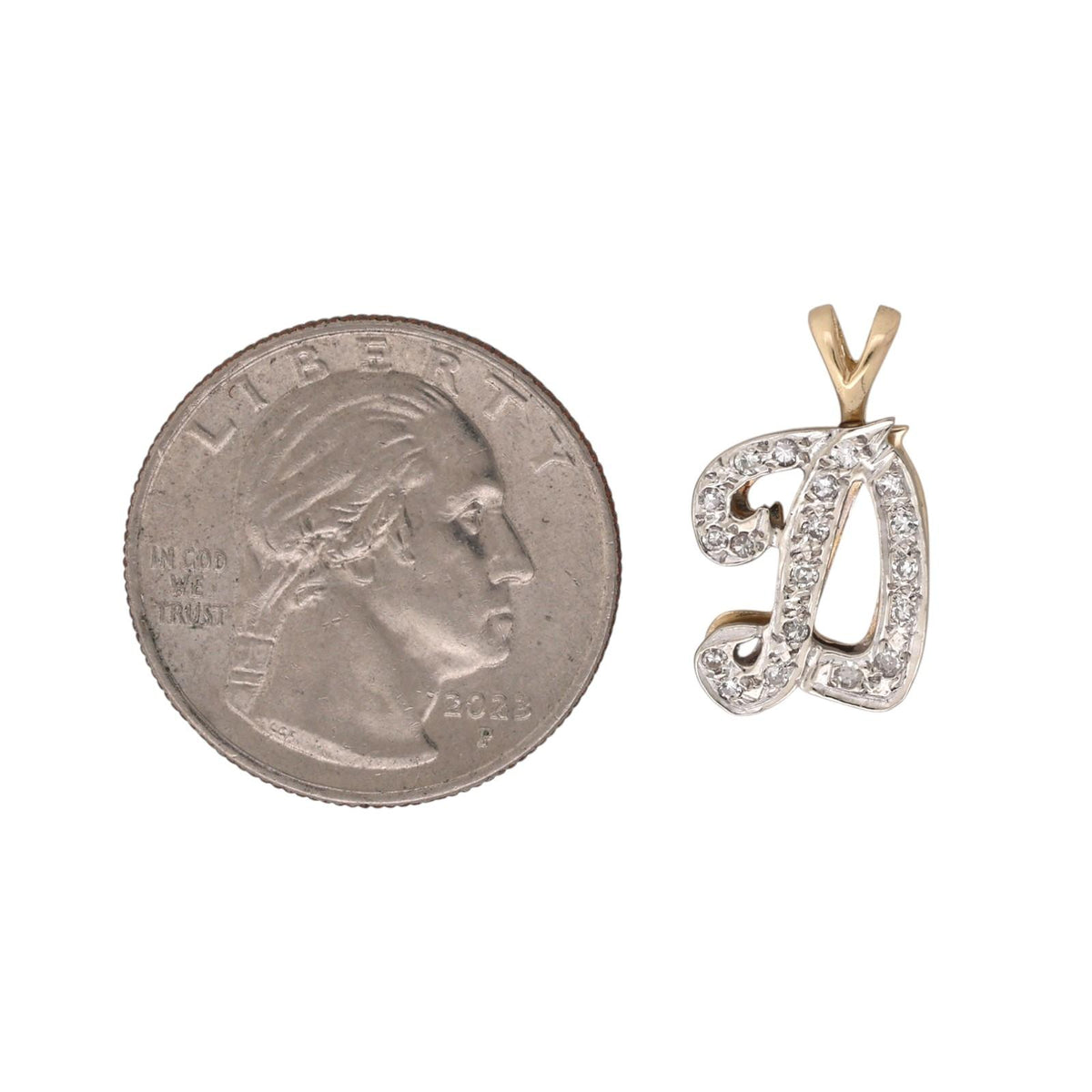 Natural Diamond Initial D Pendant 14K Two-Tone Gold 0.20 CTW Letter Monogram