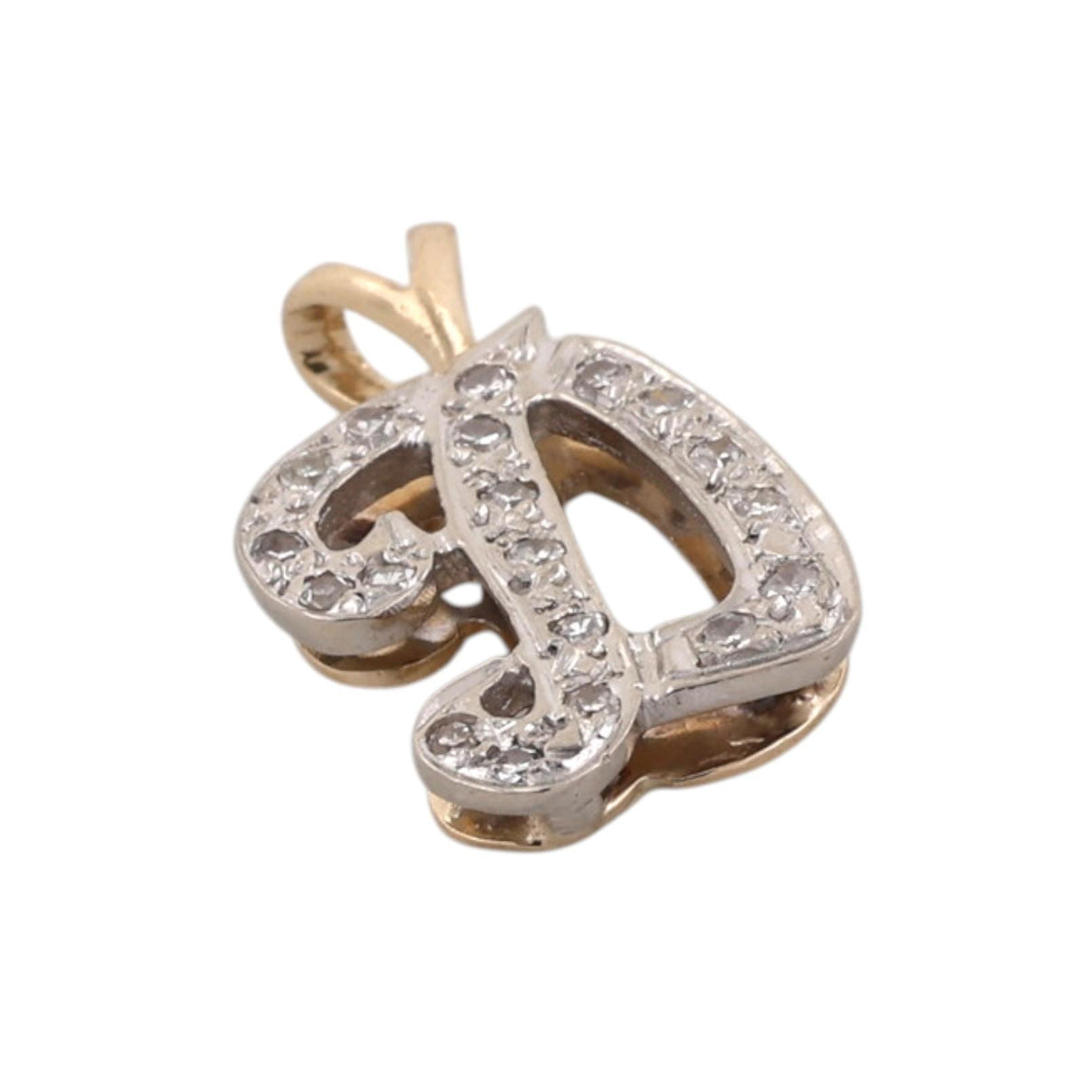Natural Diamond Initial D Pendant 14K Two-Tone Gold 0.20 CTW Letter Monogram