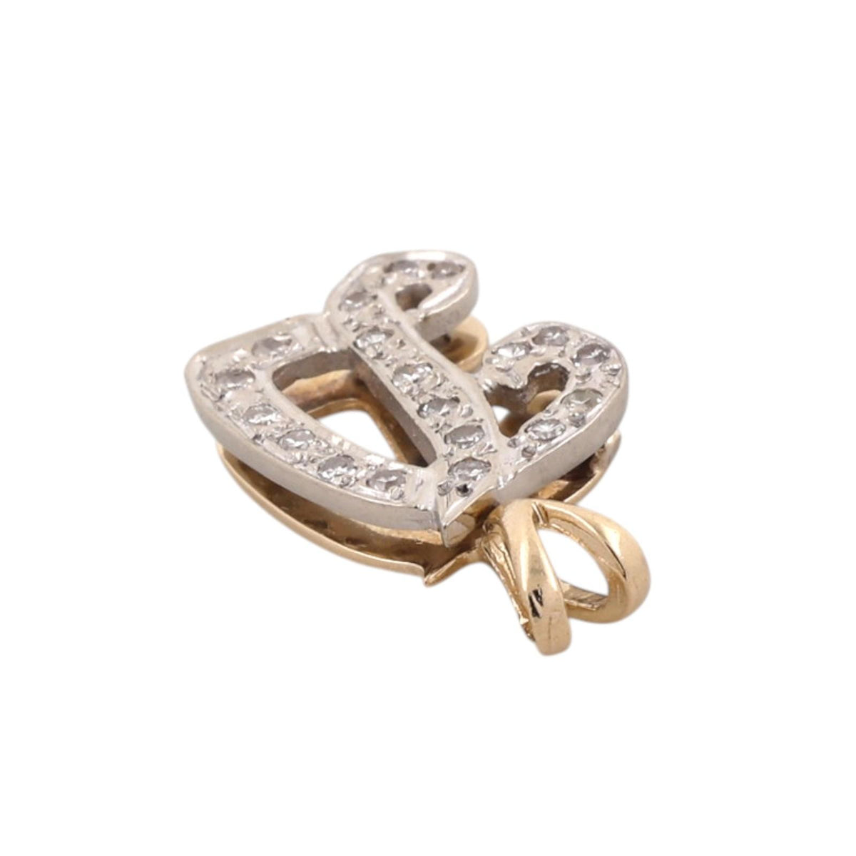Natural Diamond Initial D Pendant 14K Two-Tone Gold 0.20 CTW Letter Monogram