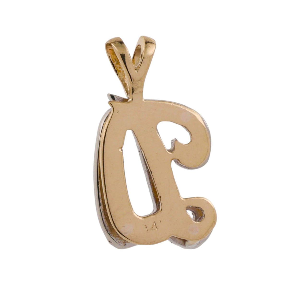 Natural Diamond Initial D Pendant 14K Two-Tone Gold 0.20 CTW Letter Monogram