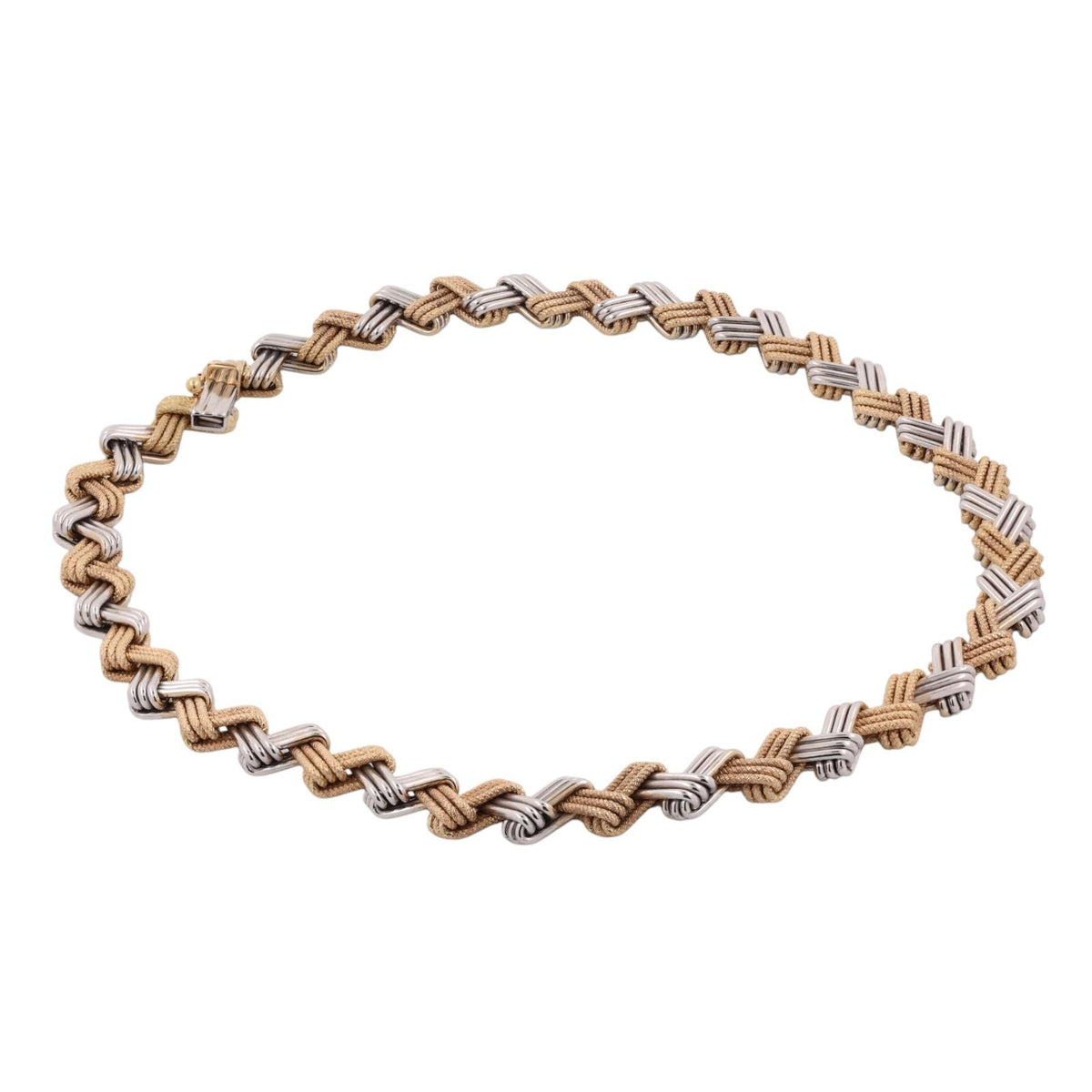 Vintage Italian 14K Two-Tone Gold Woven Knot Necklace 17.5" 47.1g 8.5mm