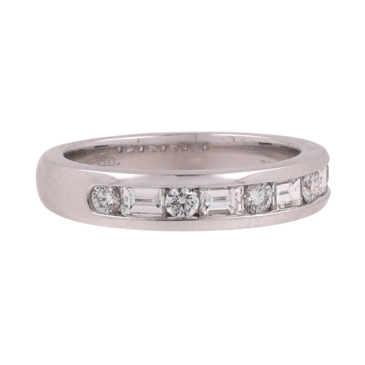 Tiffany & Co. Diamond Half Eternity Band Platinum 0.66 CTW Round Baguette Sz 4.5