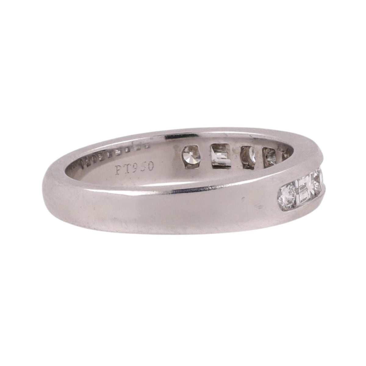 Tiffany & Co. Diamond Half Eternity Band Platinum 0.66 CTW Round Baguette Sz 4.5