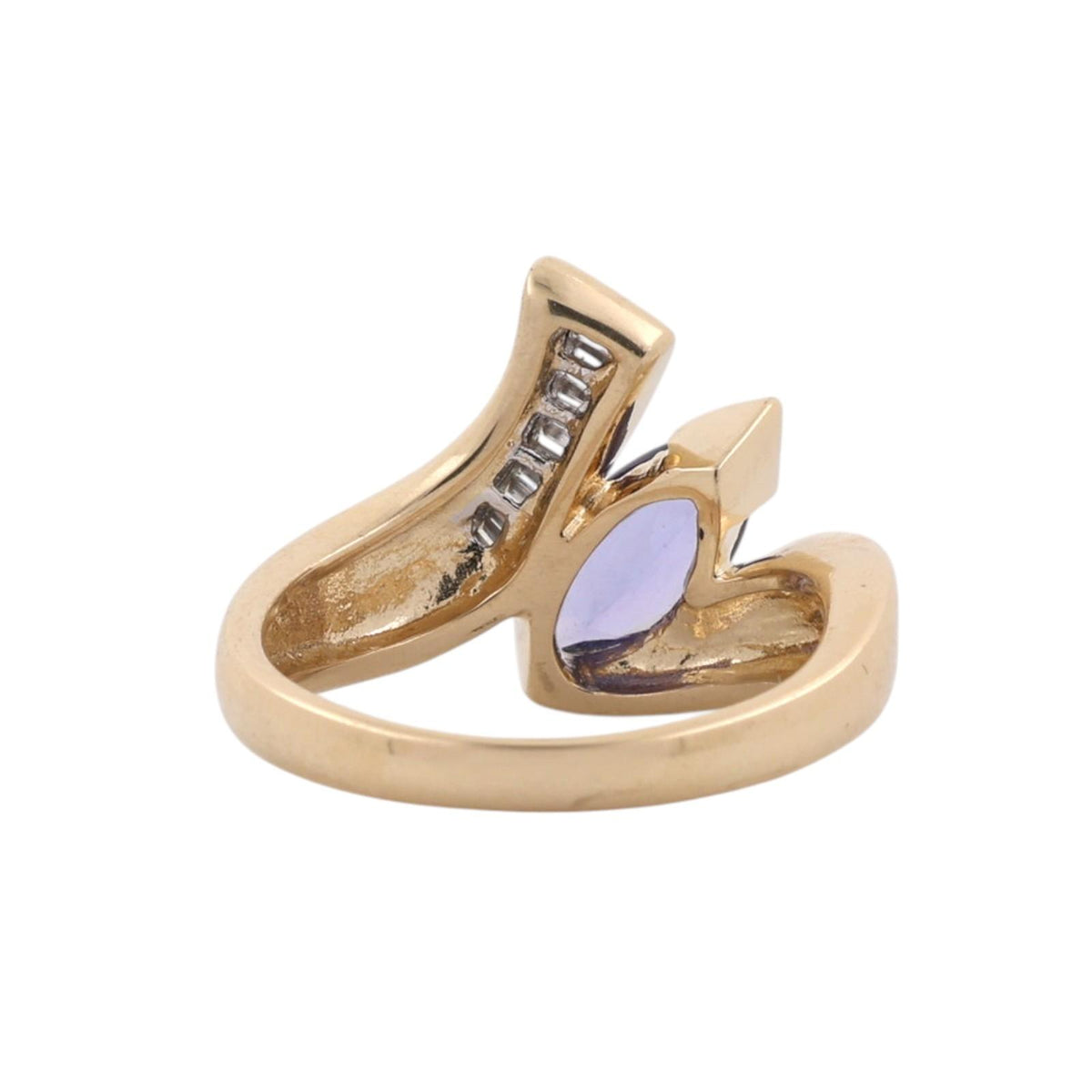 Natural Tanzanite Diamond Bypass Ring 14K Yellow Gold 1.35 CTW Size 6.75