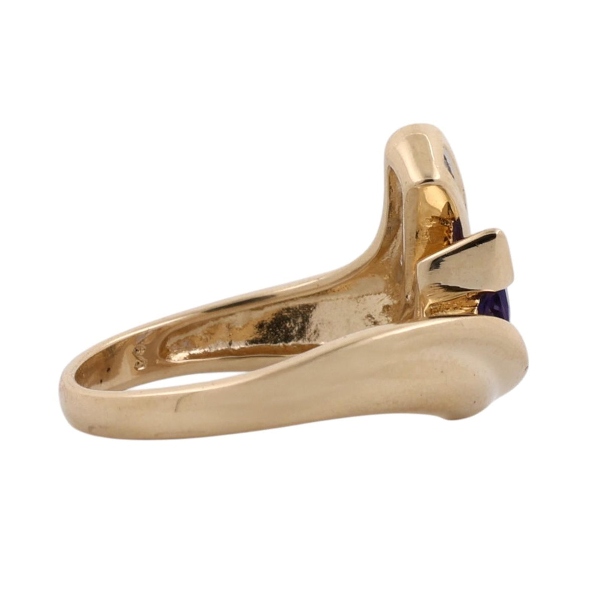Natural Tanzanite Diamond Bypass Ring 14K Yellow Gold 1.35 CTW Size 6.75