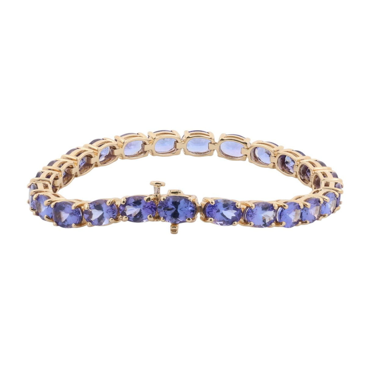 Natural Tanzanite Tennis Bracelet 14K Yellow Gold 23.09 CTW Oval 7"