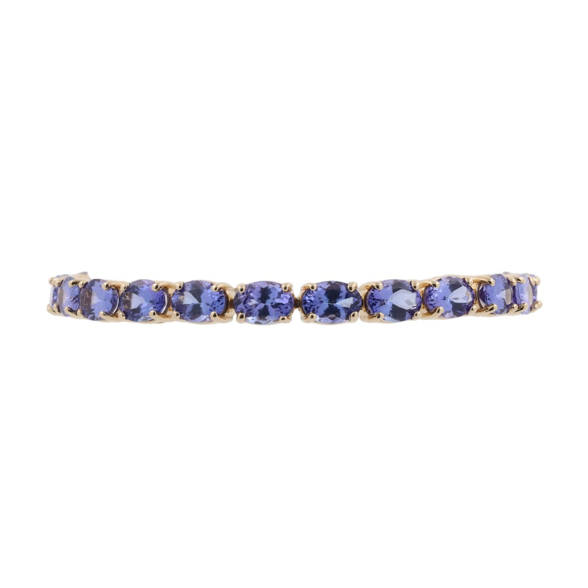 Natural Tanzanite Tennis Bracelet 14K Yellow Gold 23.09 CTW Oval 7"
