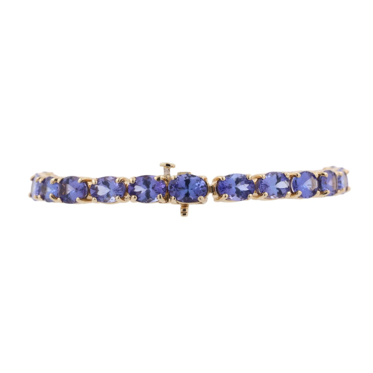 Natural Tanzanite Tennis Bracelet 14K Yellow Gold 23.09 CTW Oval 7"