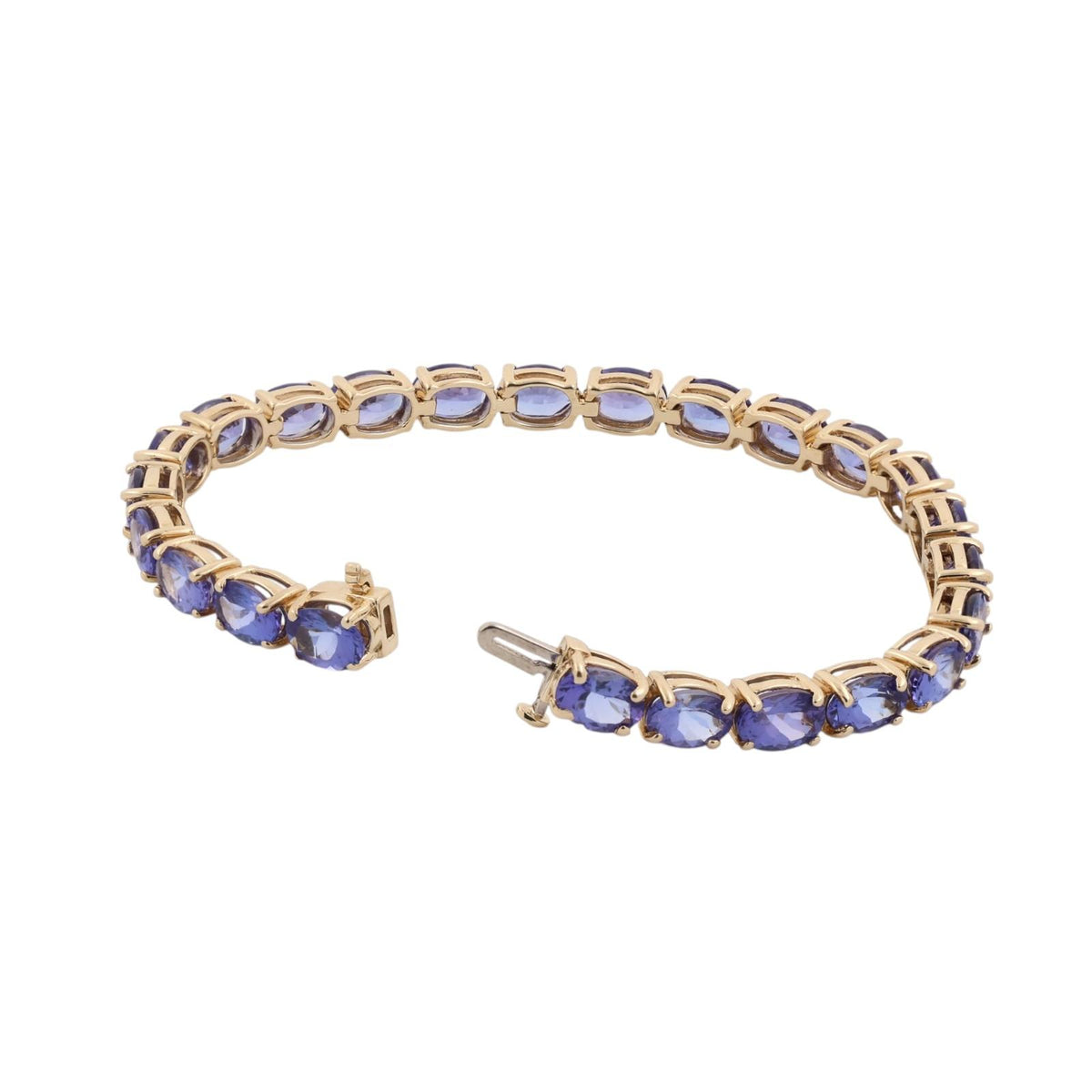 Natural Tanzanite Tennis Bracelet 14K Yellow Gold 23.09 CTW Oval 7"