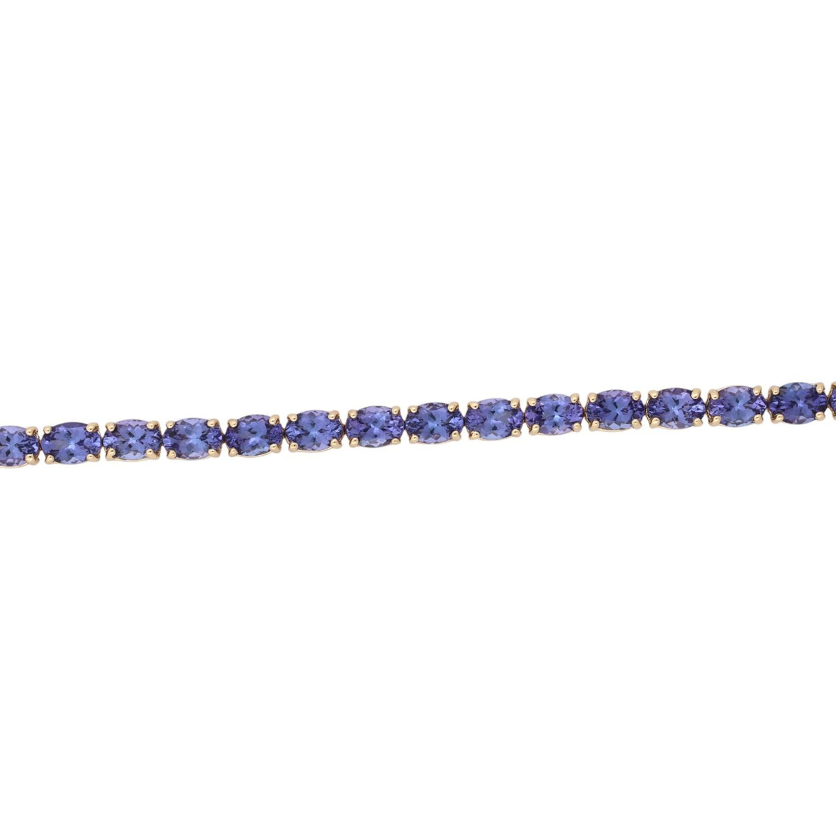 Natural Tanzanite Tennis Bracelet 14K Yellow Gold 23.09 CTW Oval 7"