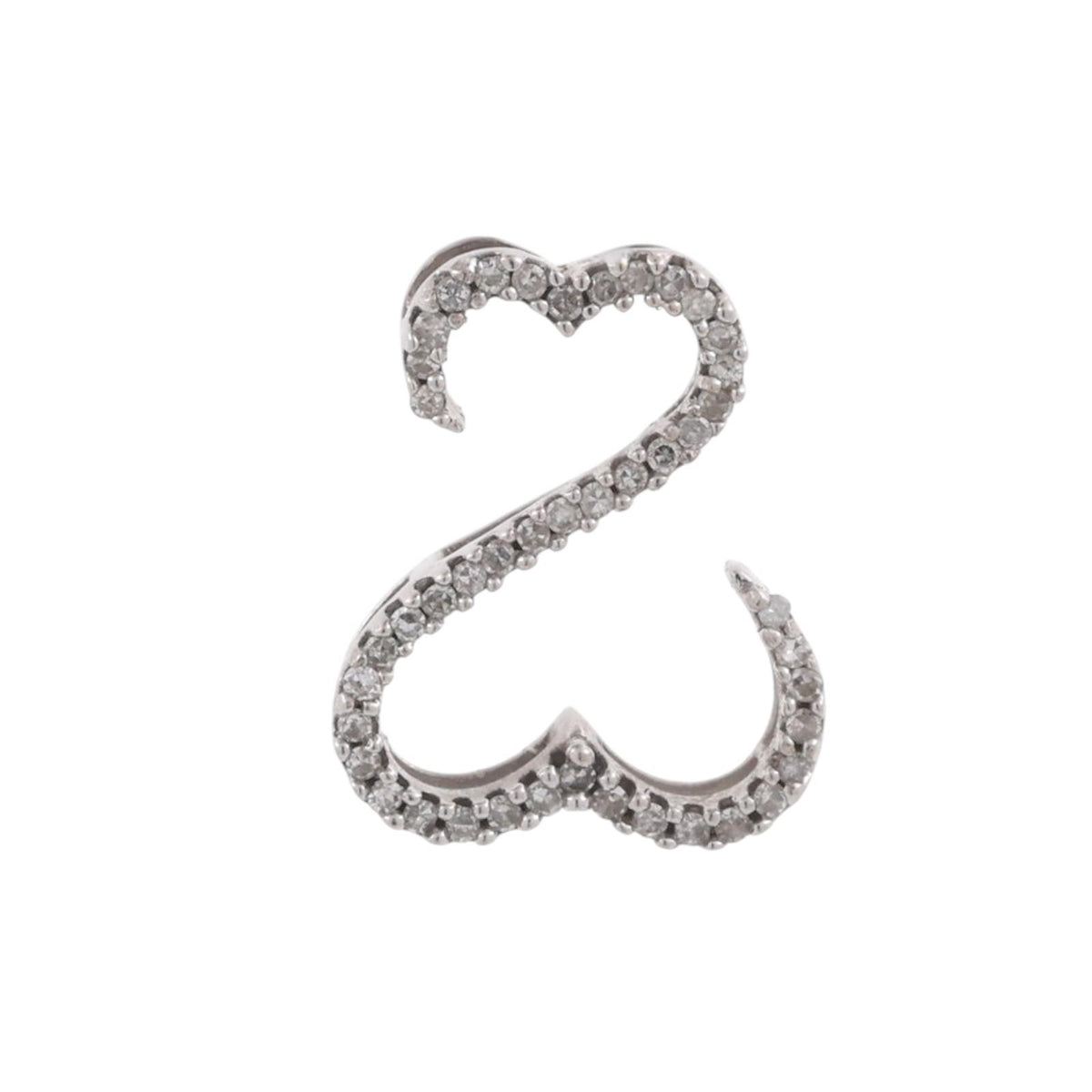 Natural Diamond Double Heart Pendant 14K White Gold 0.20 CTW 0.55" Estate