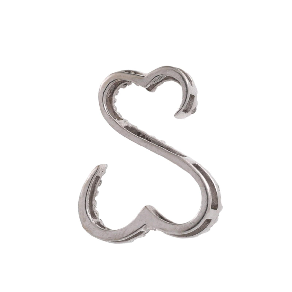 Natural Diamond Double Heart Pendant 14K White Gold 0.20 CTW 0.55" Estate
