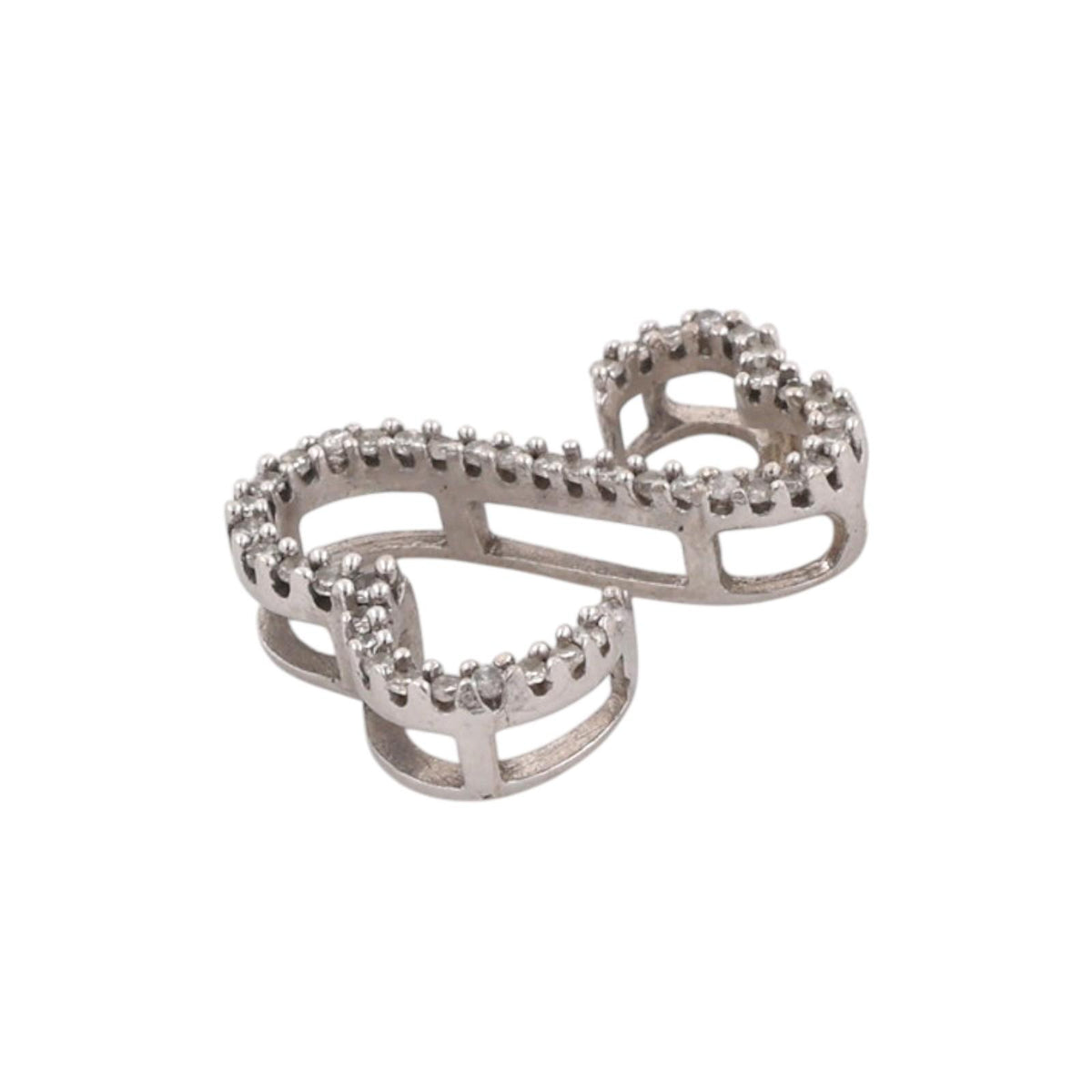Natural Diamond Double Heart Pendant 14K White Gold 0.20 CTW 0.55" Estate