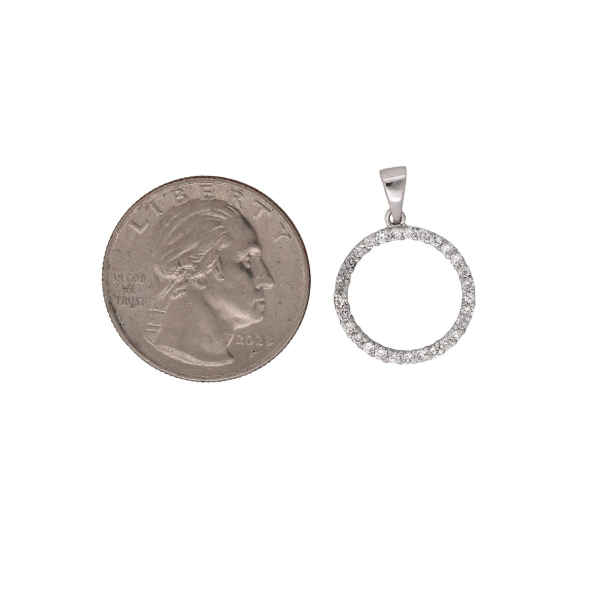 Natural Diamond Circle Pendant 14K White Gold 0.30 CTW Round G-H SI 0.90"