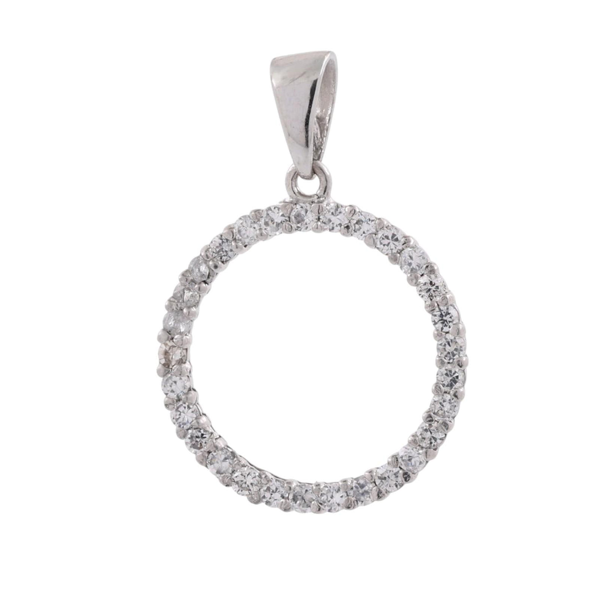 Natural Diamond Circle Pendant 14K White Gold 0.30 CTW Round G-H SI 0.90"