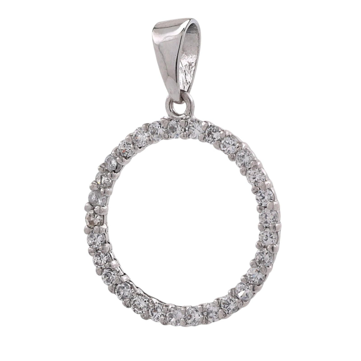 Natural Diamond Circle Pendant 14K White Gold 0.30 CTW Round G-H SI 0.90"