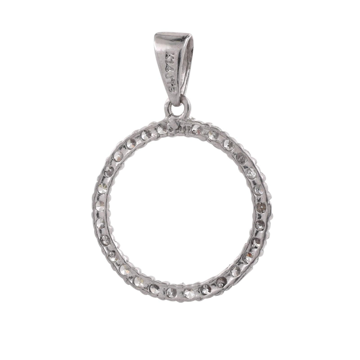 Natural Diamond Circle Pendant 14K White Gold 0.30 CTW Round G-H SI 0.90"
