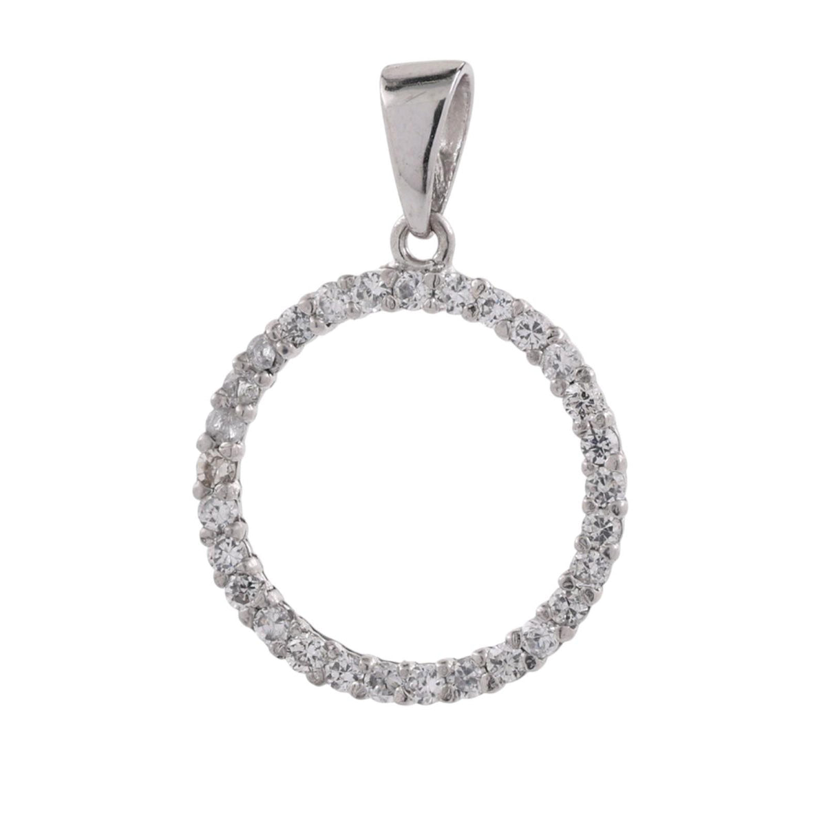 Natural Diamond Circle Pendant 14K White Gold 0.30 CTW Round G-H SI 0.90"