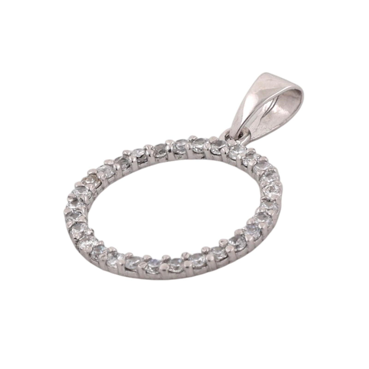 Natural Diamond Circle Pendant 14K White Gold 0.30 CTW Round G-H SI 0.90"