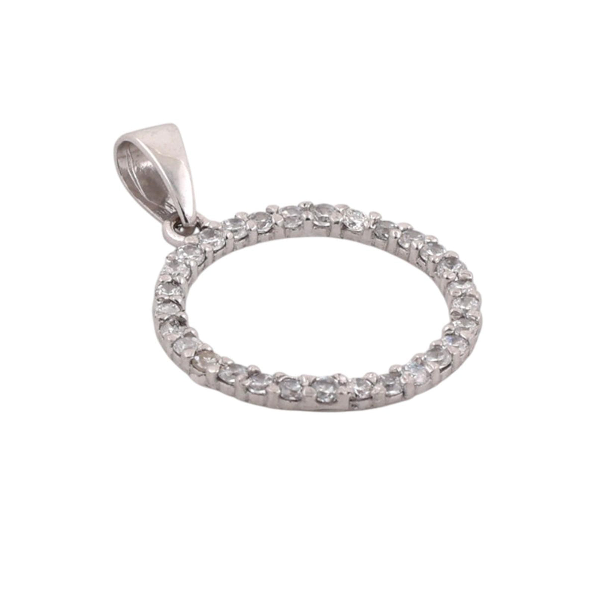 Natural Diamond Circle Pendant 14K White Gold 0.30 CTW Round G-H SI 0.90"