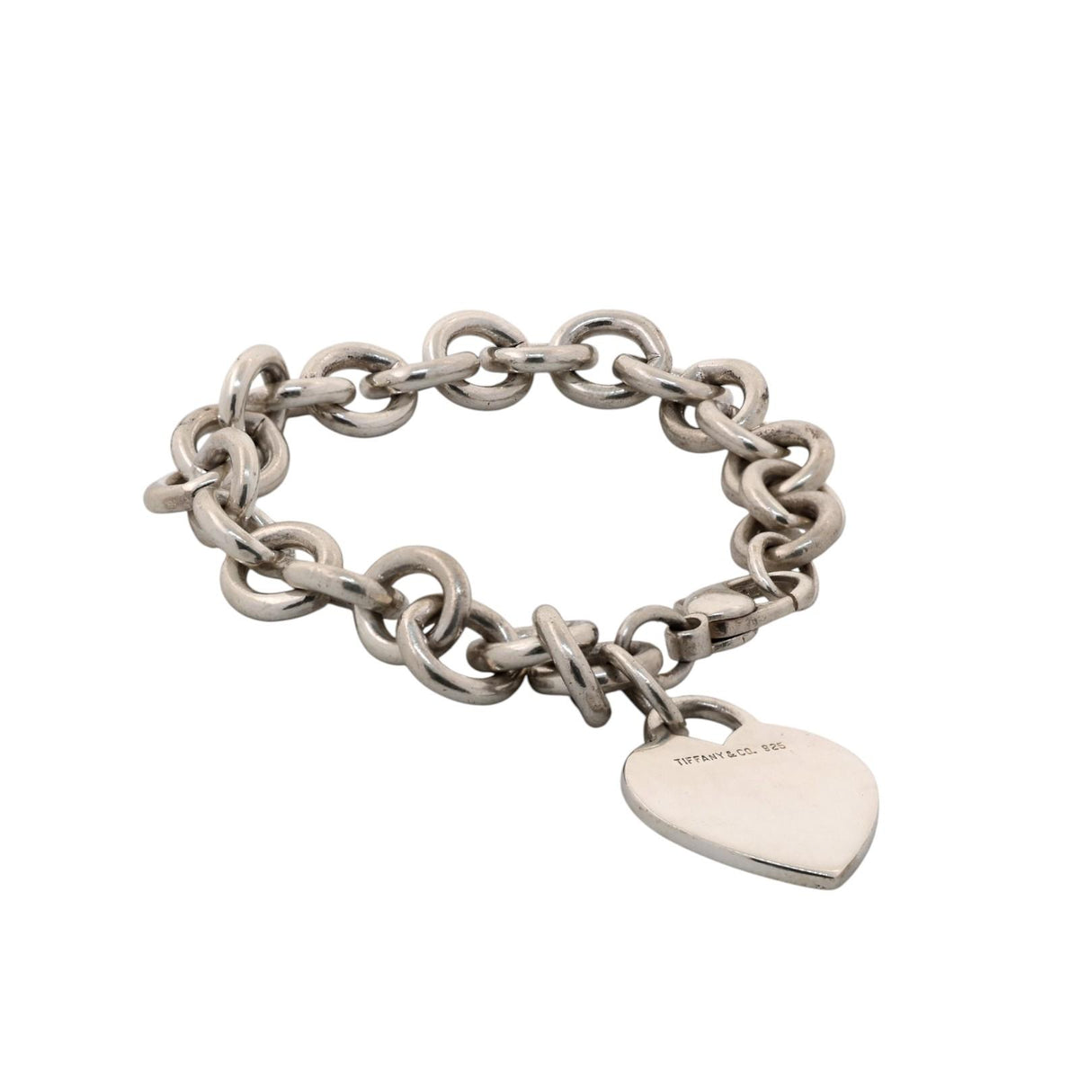 Tiffany & Co. 925 Heart Tag Bracelet Sterling Silver 7.5"